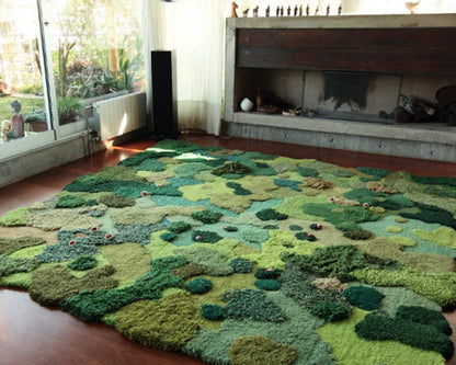 Green 8x10 Wool Rug – Soft Hand Tufted Carpet