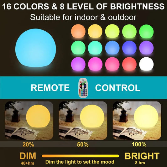 LED Garden Ball Light – Waterproof Rechargeable Outdoor Lamp