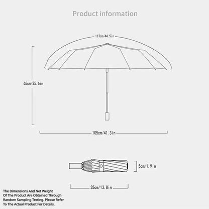 Automatic Folding Umbrella – Large, Wind & Sun Resistant, Wooden Handle