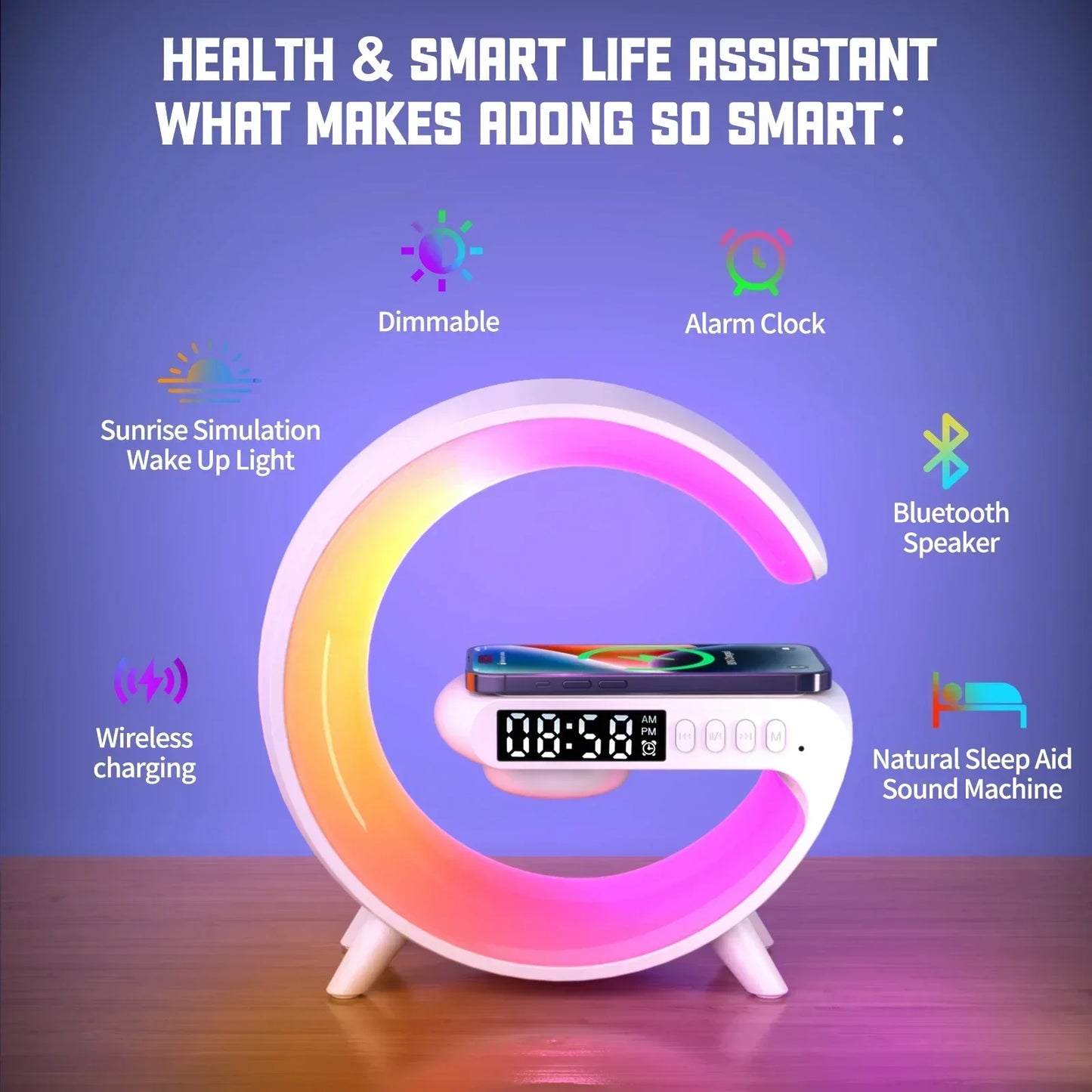 RGB Wireless Charging Station with Speaker | Aesthetic Bedside Essential