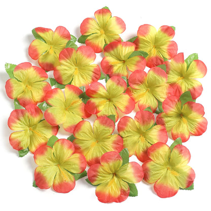 24PCS Tropical Hibiscus Silk Flowers – Colorful Hawaiian Party Table Décor