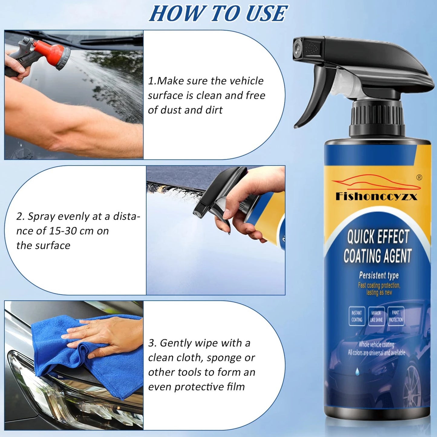 500ML Car Coating Spray – Scratch-Proof Wax & Glass Cleaner