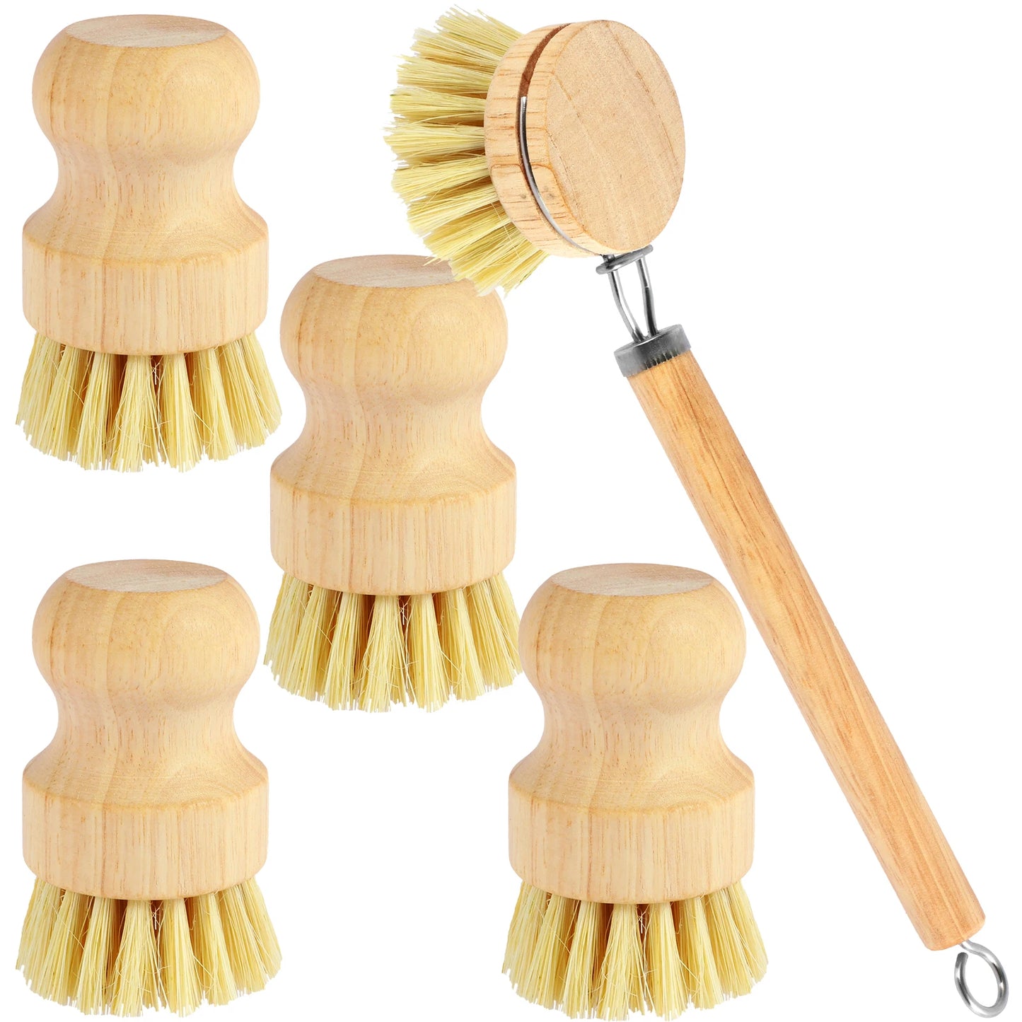 Bamboo Kitchen Dish Brush Set with Long Handle