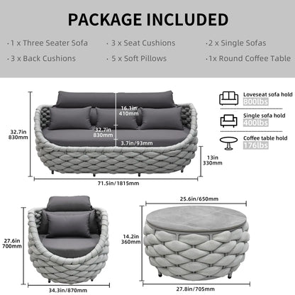 Eazy Living 2-Seater Patio Bistro Set – Outdoor PE Rattan Chairs
