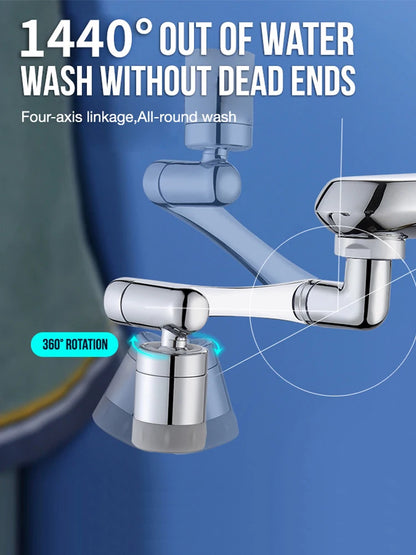 1440° Swivel Faucet Extender – Stainless Steel Dual Spray Aerator