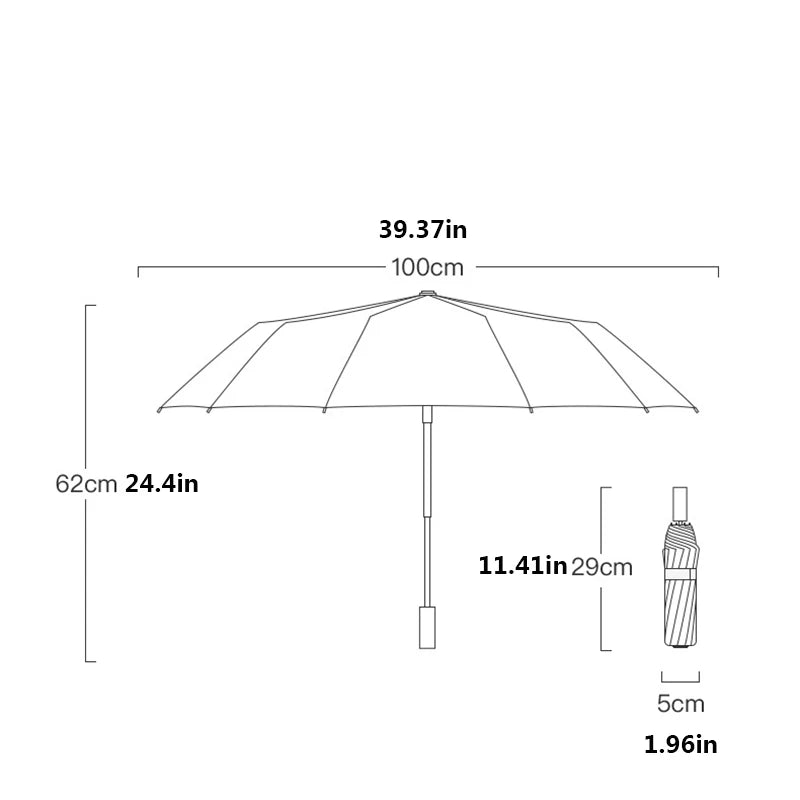 16-Bone Foldable Umbrella – Sun & Rain Protection