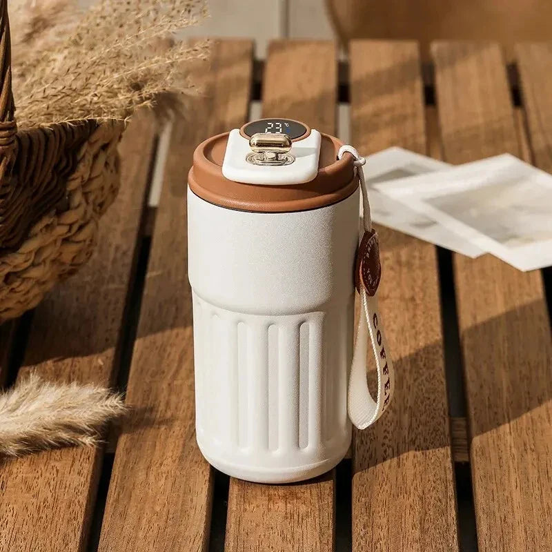 Stainless Steel Smart Insulated Cup – Car Mount & Temperature Display